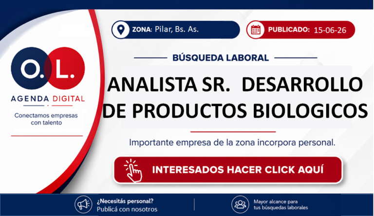 Analista Sr. de Desarrollo de Productos Biologicos 6 - OL Group ANALISTA SR. DE DESARROLLO DE PRODUCTOS BIOLOGICOS