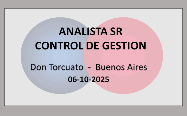 ANALISTA SR CONTROL DE GESTION